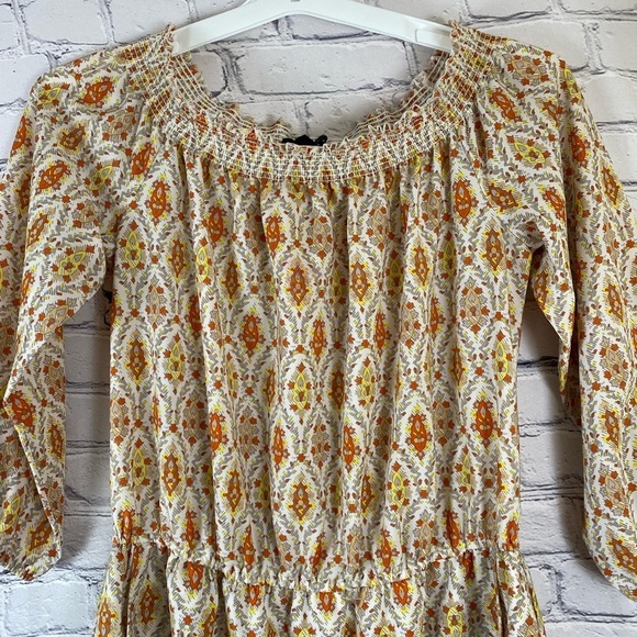 Sanctuary Yellow Gold Geometric Aztec Mid Dress Boho Cold Shoulder size Medium - Picture 12 of 13